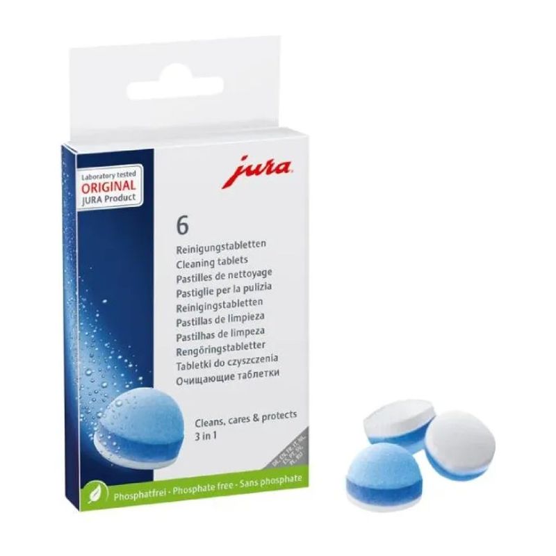 JURA 24225 Pastiglie detergenti 3 in 1 per macchine da caffè automatiche, 6 pezzi