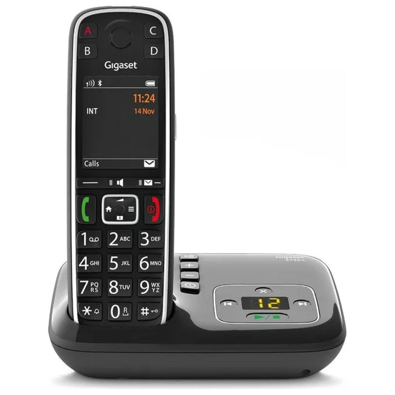 Gigaset E720A Telefono Cordless DECT Senior con Segreteria e Bluetooth, Nero