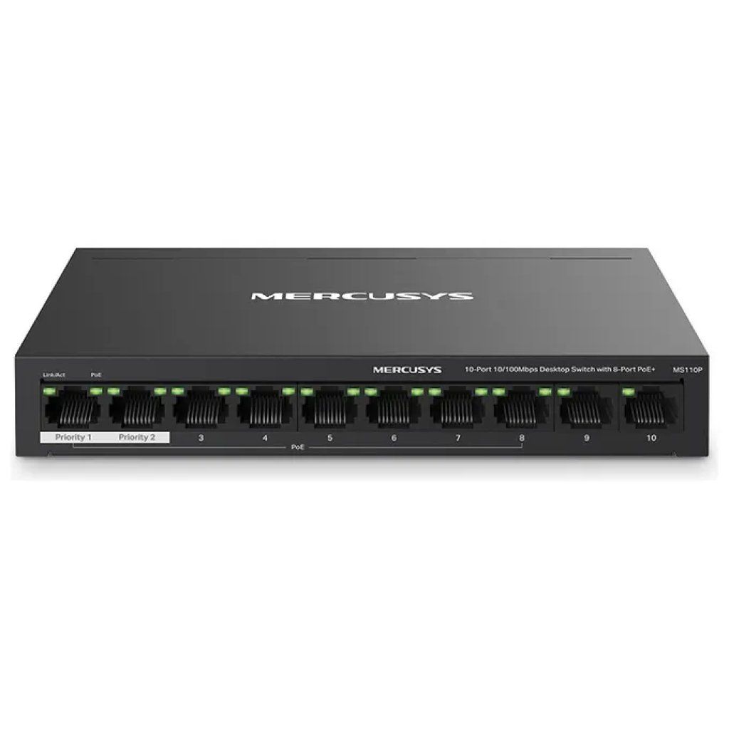 Mercusys Switch di Rete Gestito MS110P Fast Ethernet PoE Nero