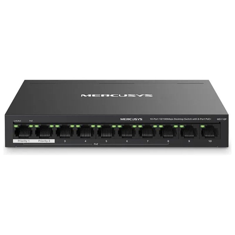 Mercusys Switch di Rete Gestito MS110P Fast Ethernet PoE Nero