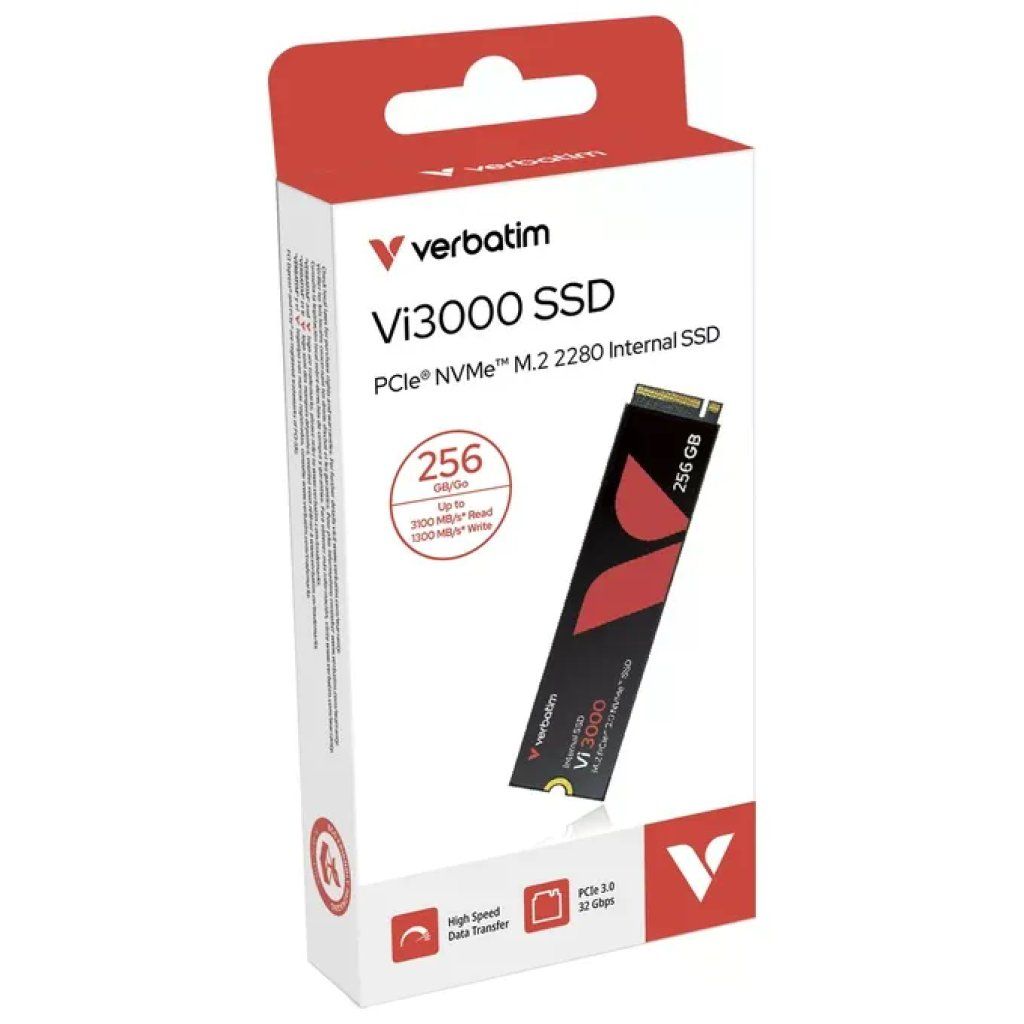 Verbatim Vi3000 SSD NVMe M.2 2280 256 GB PCIe Gen3x4 Verbatim Vi3000 SSD NVMe M.2 2280 256 GB PCIe Gen3x4
