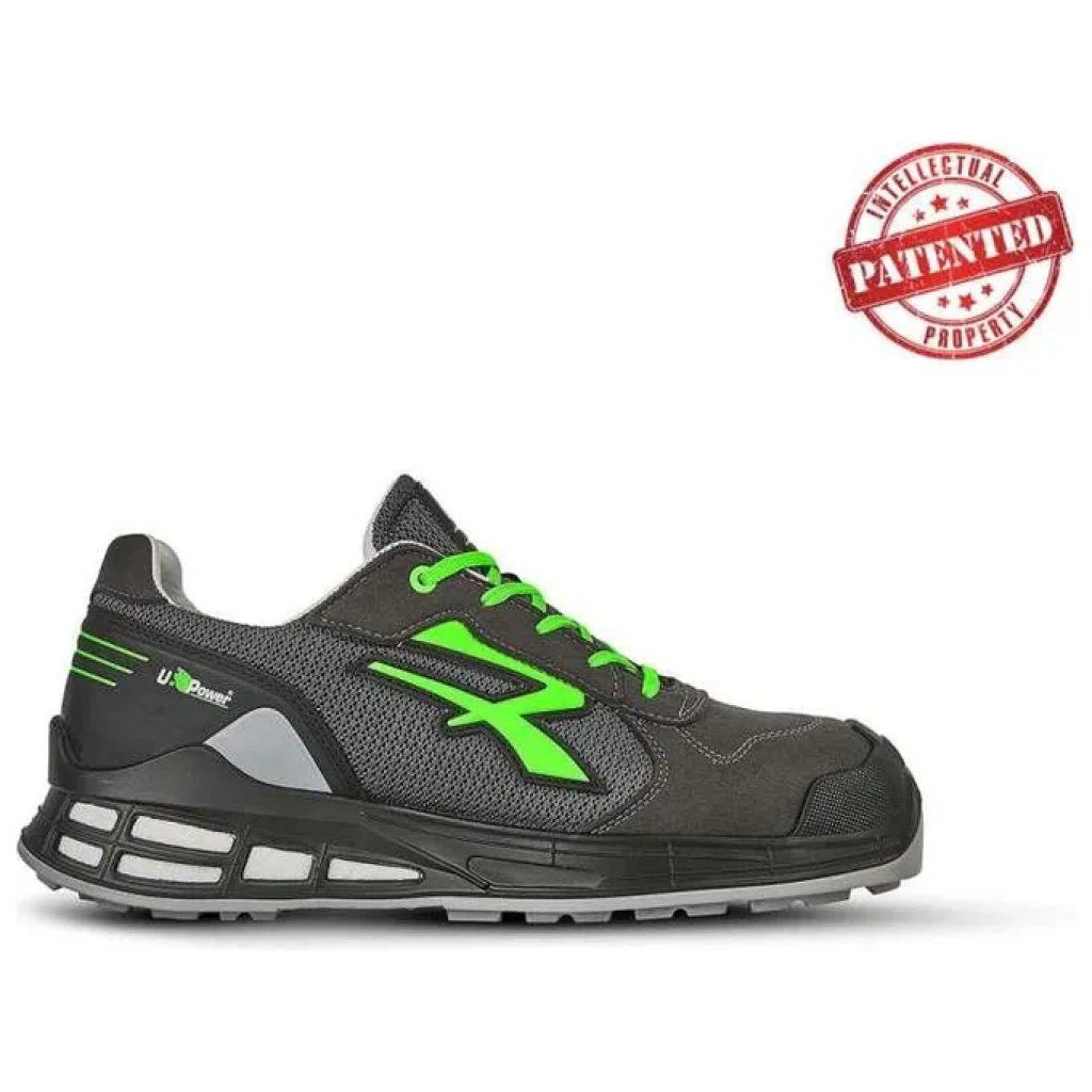 U-Power EGON Scarpe Antinfortunistiche S1P SRC ESD, Nero/Verde, Taglia 42
