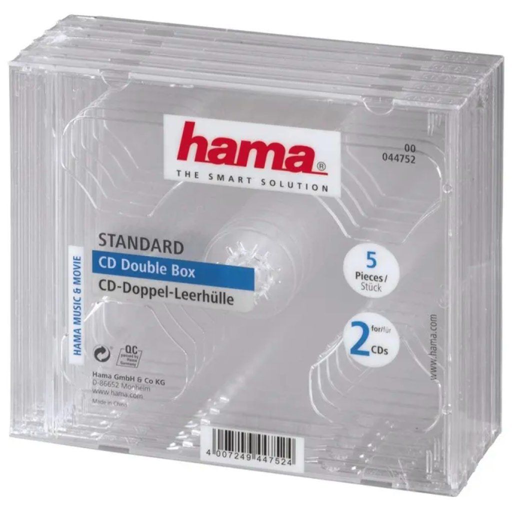 Hama 00044752 – 5 custodie doppie trasparenti per CD, DVD e Blu-ray