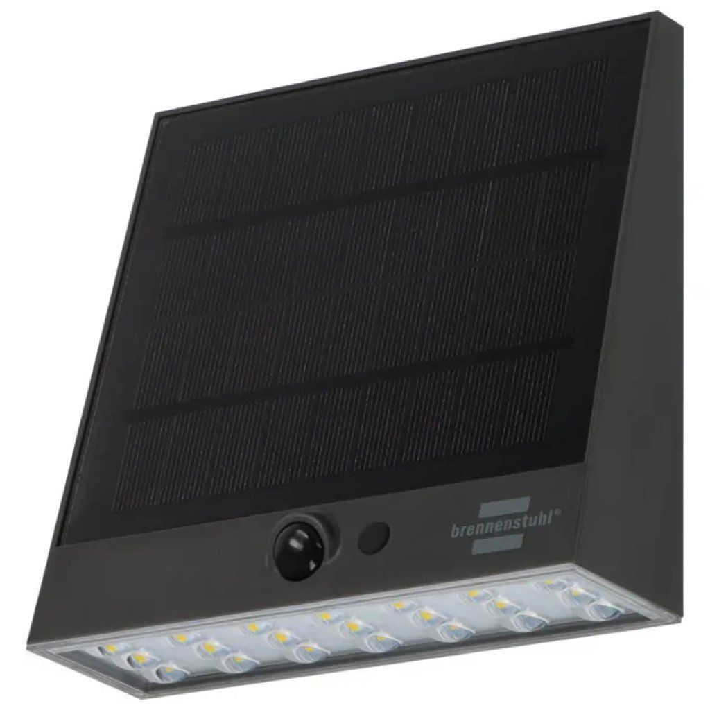 Brennenstuhl 1173740002 Lampada LED solare da parete, 1000 lm, 4000 K, IP54, grigia