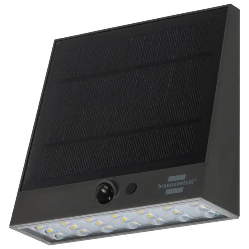 Brennenstuhl 1173740002 Lampada LED solare da parete, 1000 lm, 4000 K, IP54, grigia