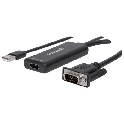 Manhattan 152426 Convertitore Video USB Type-A/VGA a HDMI, Nero, Cavo da 1 m Manhattan 152426 Convertitore Video USB Type-A/VGA a HDMI, Nero, Cavo da 1 m