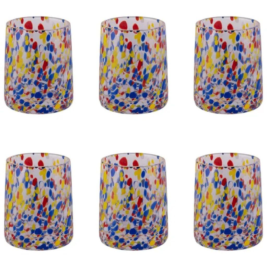 VDE TIVOLI 1996 Villa d’Este Candy Color – Set 6 bicchieri da acqua in vetro trasparente, 370 ml