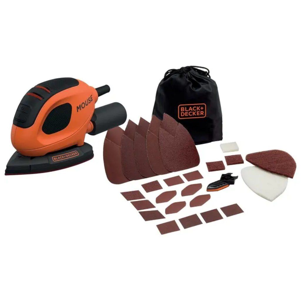 BLACK+DECKER BEW230BC-QS Levigatrice Mouse 55 W con 15 accessori e softbag