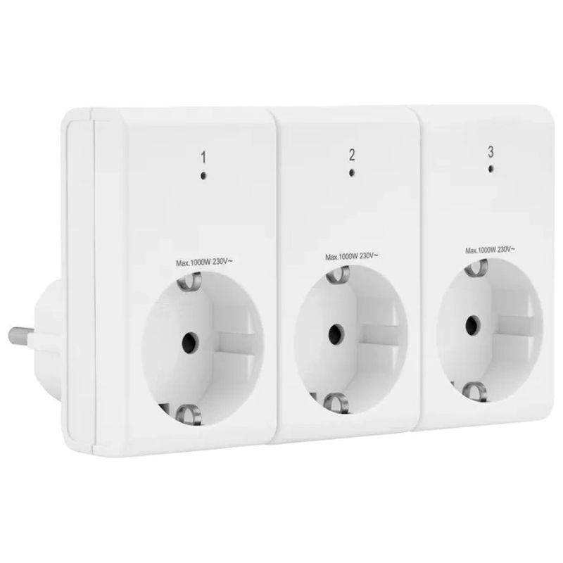 REV 00834514 Kit 3 Prese Radiocomandate con Telecomando, 1000 W, 433 MHz, Bianco REV 00834514 Kit 3 Prese Radiocomandate con Telecomando, 1000 W, 433 MHz, Bianco