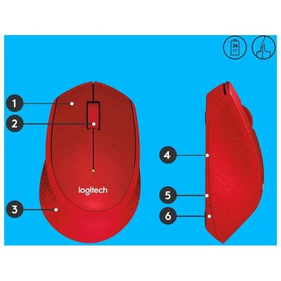 Logitech M330 Silent Plus Mouse Wireless Rosso