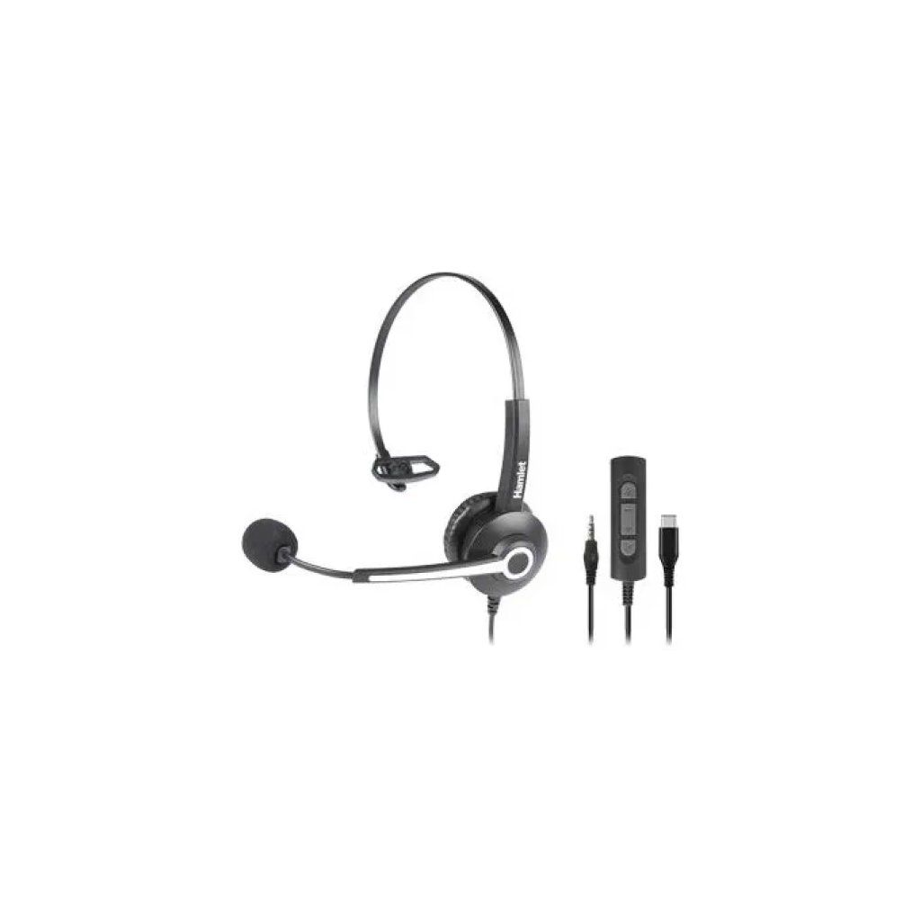 Hamlet HHEADM-CJM Cuffia Monoaurale USB-C e Jack 3,5 mm Hamlet HHEADM-CJM Cuffia Monoaurale USB-C e Jack 3,5 mm