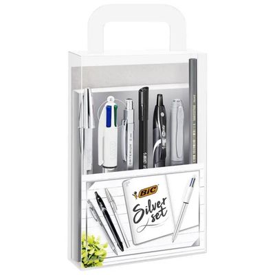 BIC Silver Set con Blocco Appunti e 6 Penne BIC Silver Set con Blocco Appunti e 6 Penne