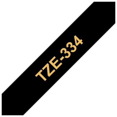 Brother TZe-334 Nastro Laminato Oro su Nero, 12 mm