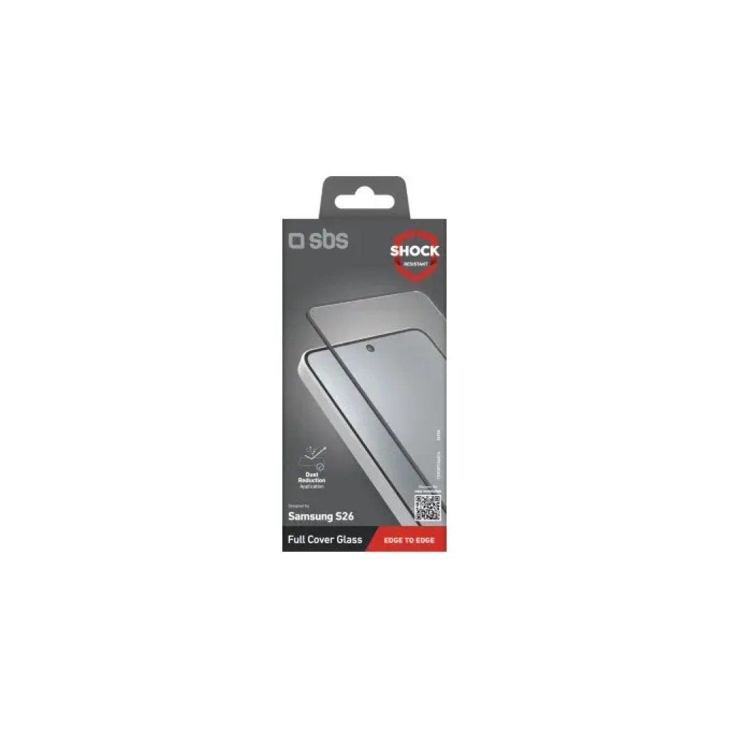 SBS Vetro Temperato Full Cover per Samsung Galaxy S26, 0,33 mm, Nero