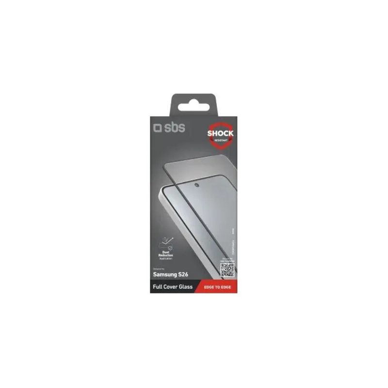 SBS Vetro Temperato Full Cover per Samsung Galaxy S26, 0,33 mm, Nero