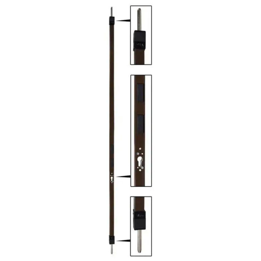 VIRO 4008.240.163 Spranga meccanica universale per porta, 240 cm, accorciabile, marrone