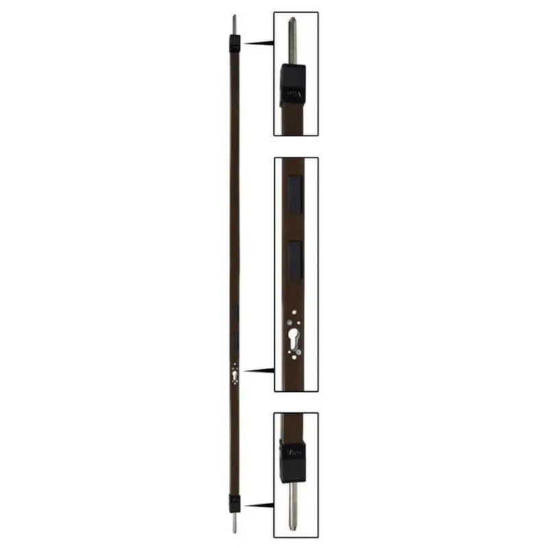 VIRO 4008.240.163 Spranga meccanica universale per porta, 240 cm, accorciabile, marrone