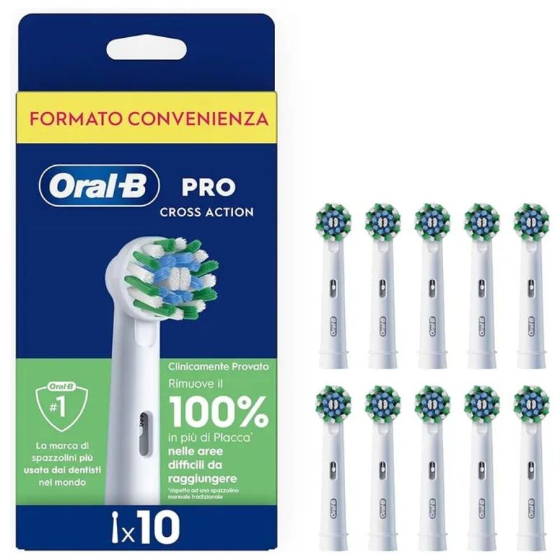 Oral-B Pro Cross Action EB50RX – 10 Testine di Ricambio Bianche