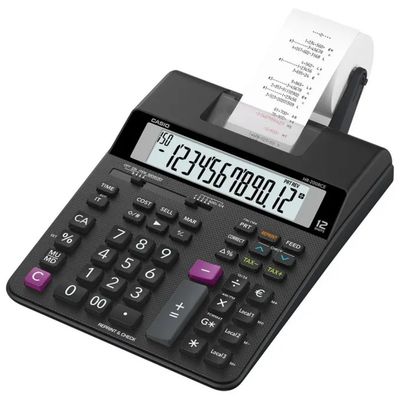 Casio HR-200RCE-W-EC Calcolatrice Scrivente 12 Cifre, Nero