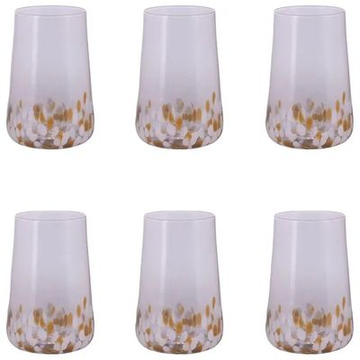 VDE TIVOLI 1996 Villa d’Este Lilia Gold – Set 6 Bicchieri da Acqua in Vetro, 590 ml
