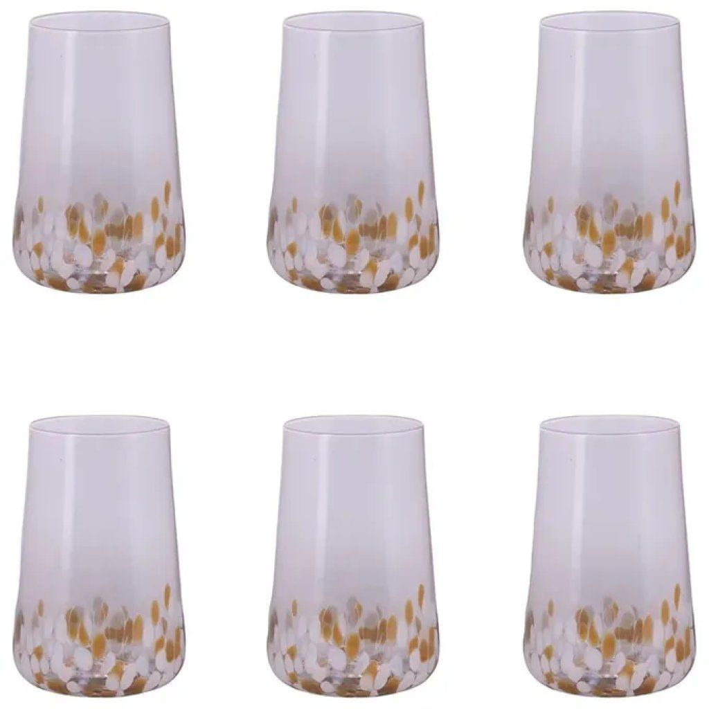 VDE TIVOLI 1996 Villa d’Este Lilia Gold – Set 6 Bicchieri Acqua in Vetro, 590 ml