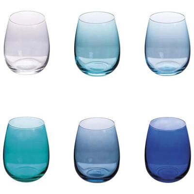 VDE TIVOLI 1996 Villa d'Este Happy Hour Ocean – Set 6 bicchieri da acqua in vetro blu