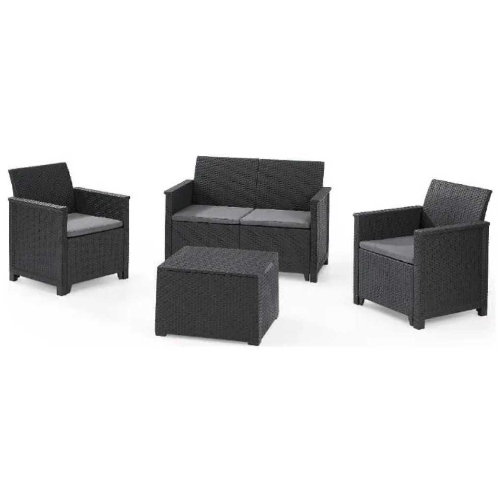 Keter Emma K246149 – Salottino da Esterno Grafite per 4 Persone