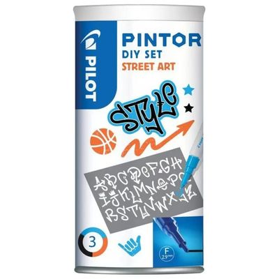 PILOT Pintor Kit Street Art con 3 Pennarelli e 5 Stencil