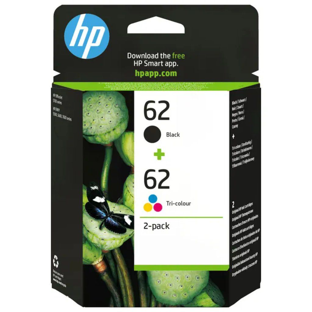 HP 62 Combo Pack – Cartucce originali nero e tricromia, confezione da 2 HP 62 Combo Pack – Cartucce originali nero e tricromia, confezione da 2