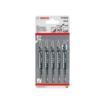 Bosch T 244 D Speed for Wood – 5 lame per seghetto alternativo, HCS, 100 mm