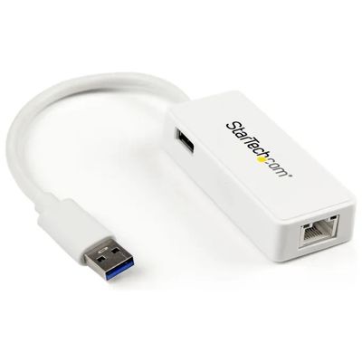 StarTech.com USB31000SPTW – Adattatore USB 3.0 Gigabit Ethernet con porta USB pass-through, bianco