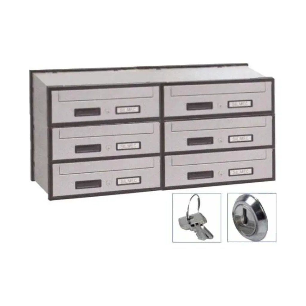 Silmec Classic casellario postale orizzontale a 6 posti, acciaio zincato, Silver
