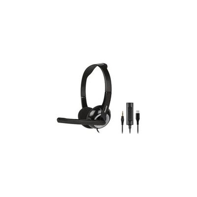Hamlet HHEADMUS-CJ – Cuffia stereo con microfono USB-C e jack 3,5 mm, nera