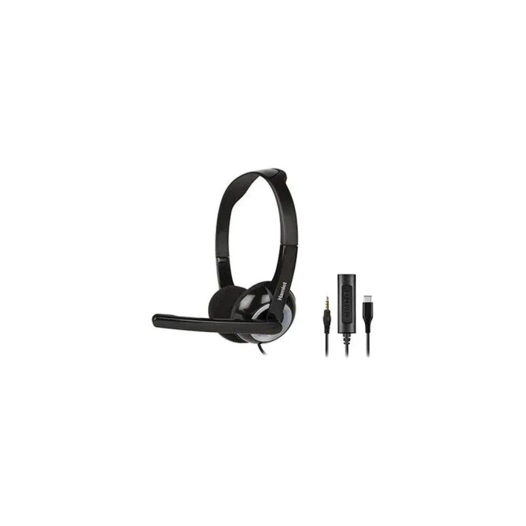 Hamlet HHEADMUS-CJ Cuffia Stereo con Microfono USB-C e Jack 3,5 mm, Nera Hamlet HHEADMUS-CJ Cuffia Stereo con Microfono USB-C e Jack 3,5 mm, Nera