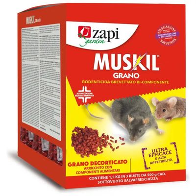 ZAPI Garden Muskil Esca Rodenticida in Grano, 3 Buste da 500 g