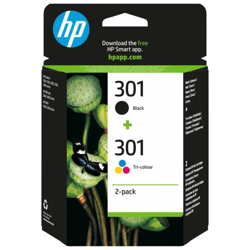 HP 301 Combo Pack Originale – Cartucce Nero e Tricromia, 2 Pezzi