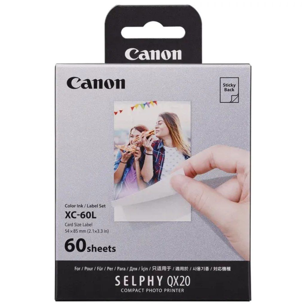 Canon XC-60L Kit Carta e Inchiostro Adesivo per SELPHY QX20, 60 Fogli Canon XC-60L Kit Carta e Inchiostro Adesivo per SELPHY QX20, 60 Fogli