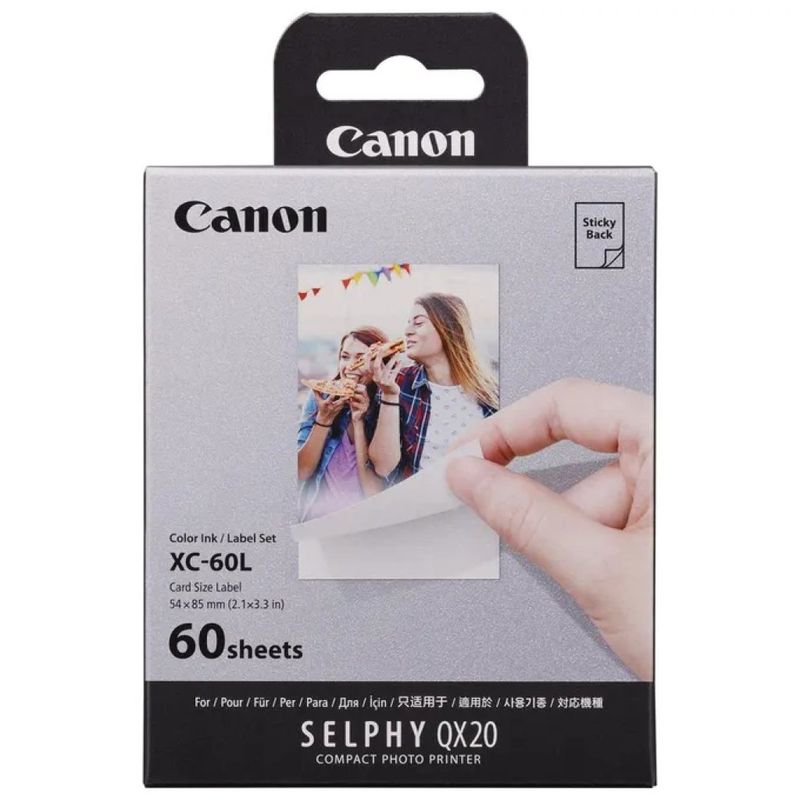 Canon XC-60L Kit Carta e Inchiostro Adesivo per SELPHY QX20, 60 Fogli Canon XC-60L Kit Carta e Inchiostro Adesivo per SELPHY QX20, 60 Fogli