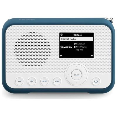 Sangean WFR-39 Radio Portatile DAB+, FM e Internet con Spotify, Wi-Fi e Bluetooth, Blu/Bianco