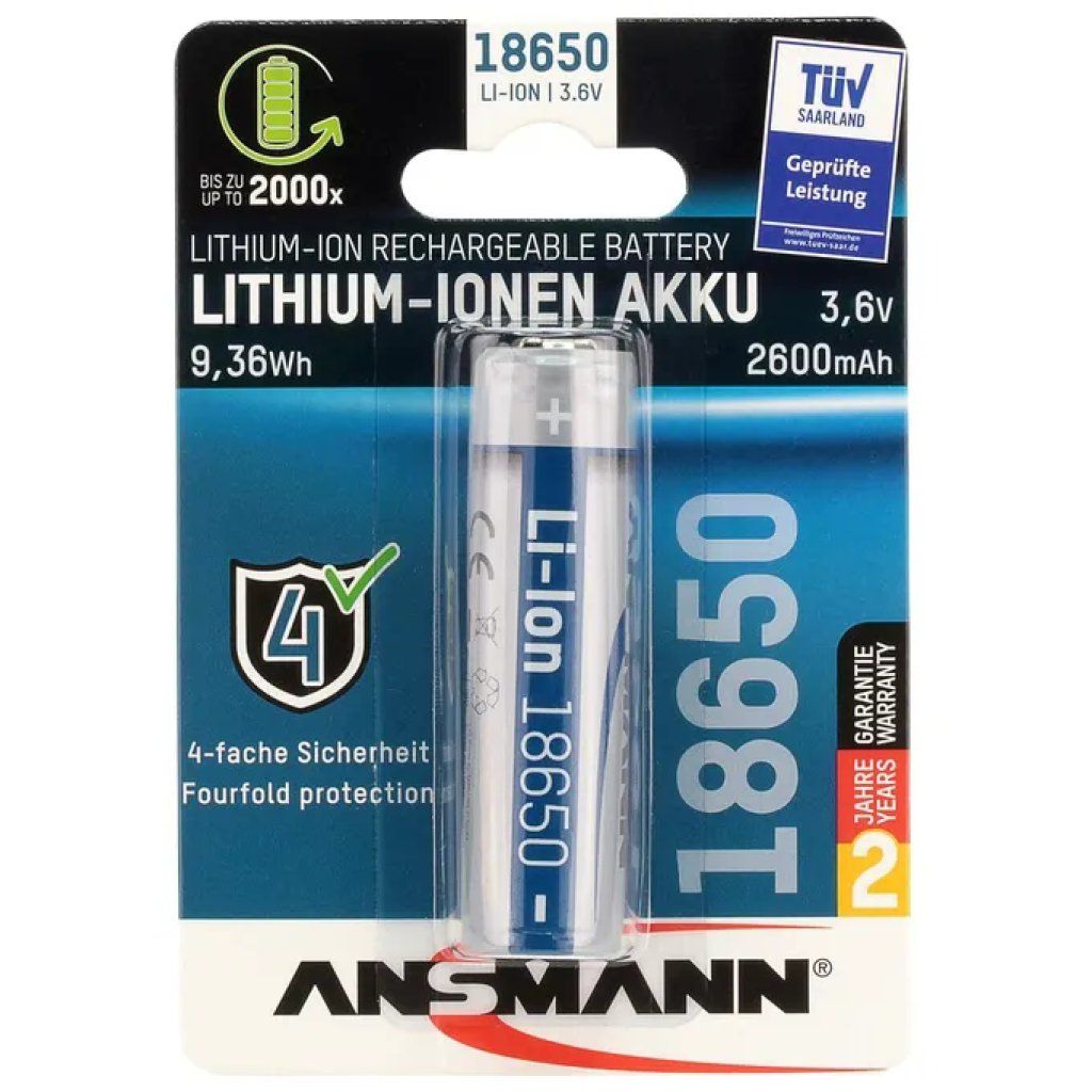 ANSMANN Batteria ricaricabile ANSMANN Li-Ion 18650 2600 mAh 3,6 V