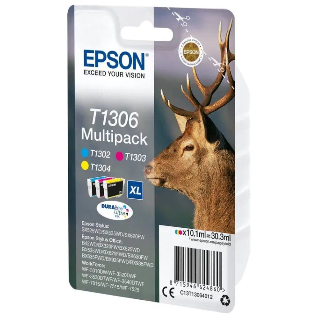 Epson T1306XL Multipack Originale – 3 Cartucce Ciano, Magenta e Giallo Epson T1306XL Multipack Originale – 3 Cartucce Ciano, Magenta e Giallo
