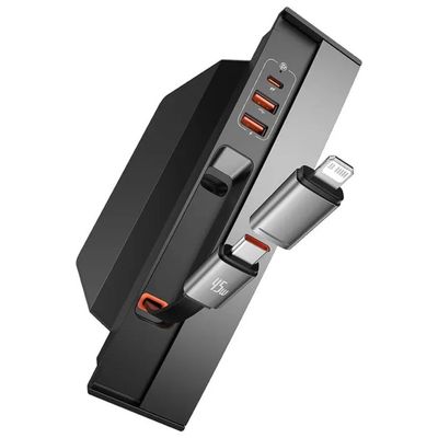 BASEUS Hub USB Baseus T-Space per Tesla, 4 porte e cavo retrattile 45 W, nero