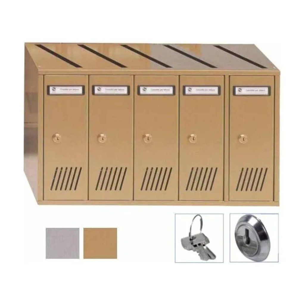 Silmec SC7V Casellario Postale Verticale 5 Posti in Acciaio Zincato Argento