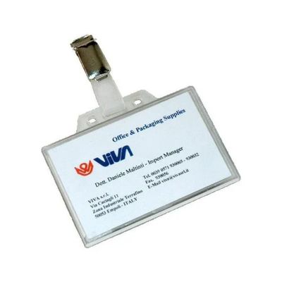 VIVA Porta badge trasparente con clip, 95 × 60 mm, 100 pezzi