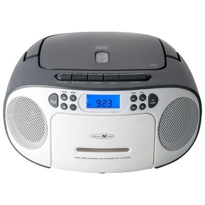 Reflexion RCR2260W-GR Radio Portatile CD e Cassette, FM, AUX, 20 W, Bianco e Grigio