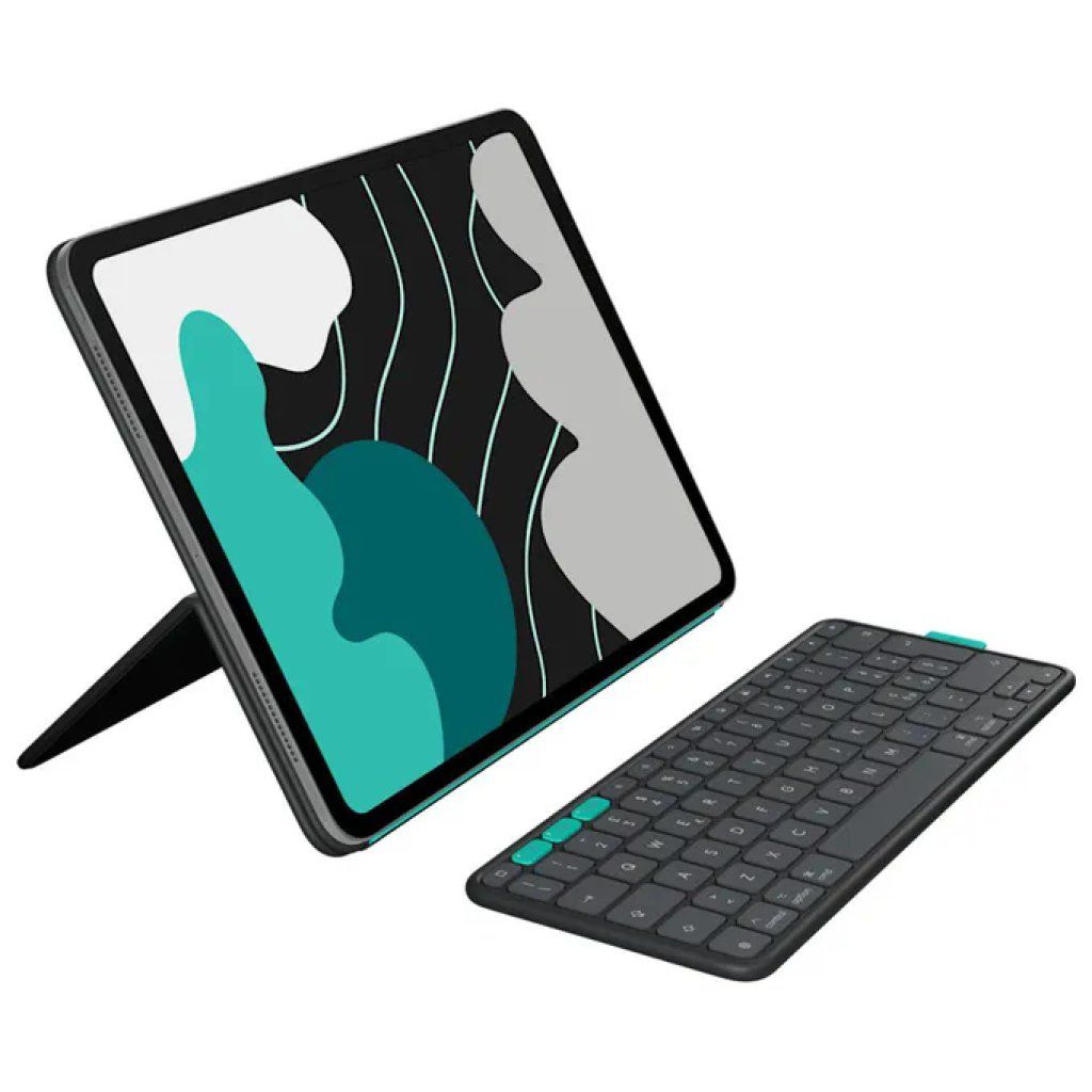 Logitech Flip Folio 920-013385, custodia con tastiera Bluetooth QWERTY italiana per iPad 13” – Grafite