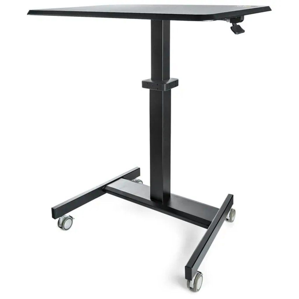 StarTech.com STSCART2 – Scrivania Sit-Stand Regolabile con Ruote, Piano Nero 60 × 80 cm