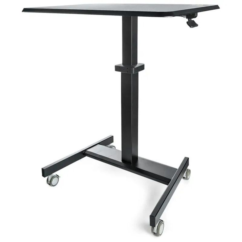 StarTech.com STSCART2 – Scrivania Sit-Stand Regolabile con Ruote, Piano Nero 60 × 80 cm