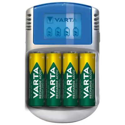 VARTA LCD Charger per Batterie AA e AAA NiMH con 4 Batterie AA 2600 mAh