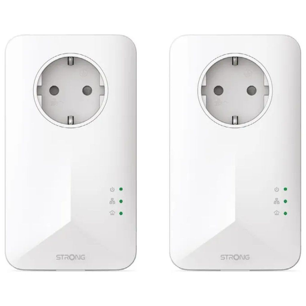 STRONG Powerline 1000 Duo – Kit adattatori PLC Gigabit con presa passante
